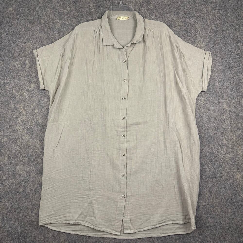 Stark X Women’s Short Sleeve Button Up Dress Beige Size Medium EUC 064
